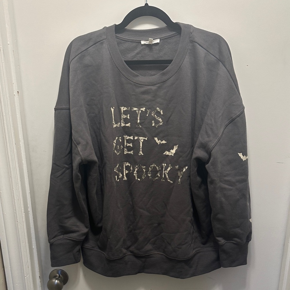 Lets Get Spooky Gray Graphic Sweatshirt